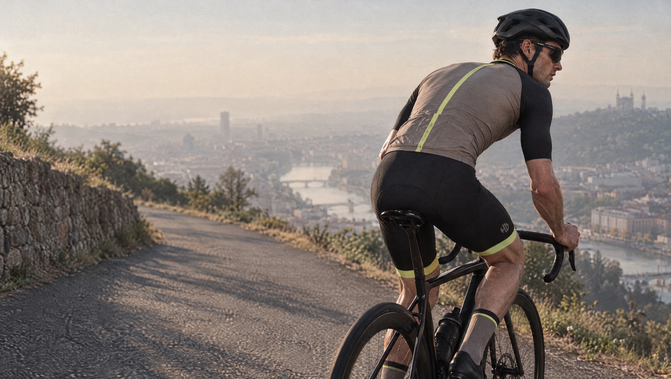 Montée au-dessus de Lyon au lever du jour